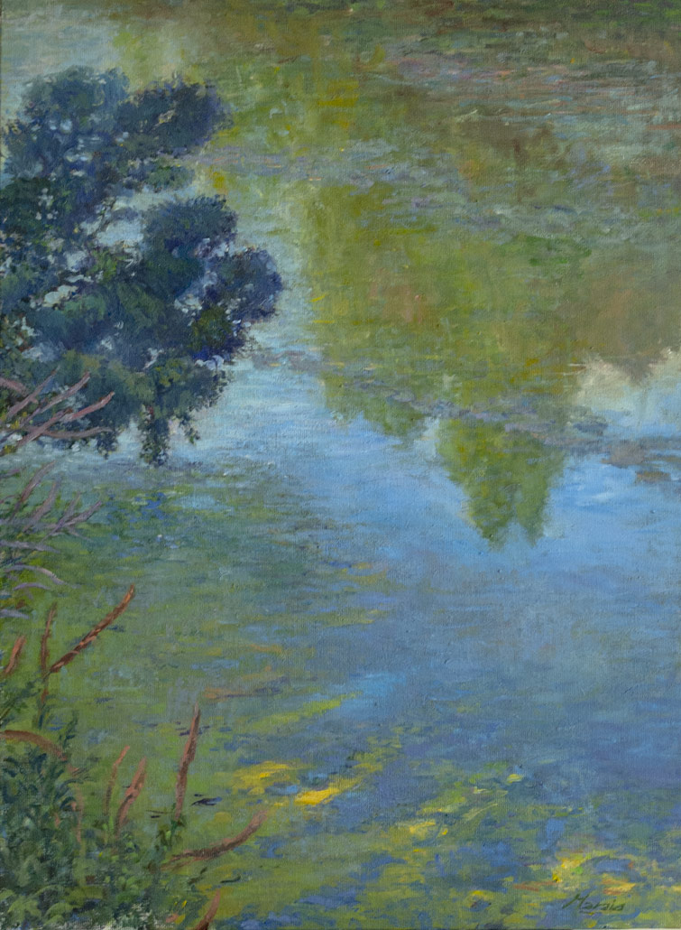 Peinture d'un bord de rivière Loir